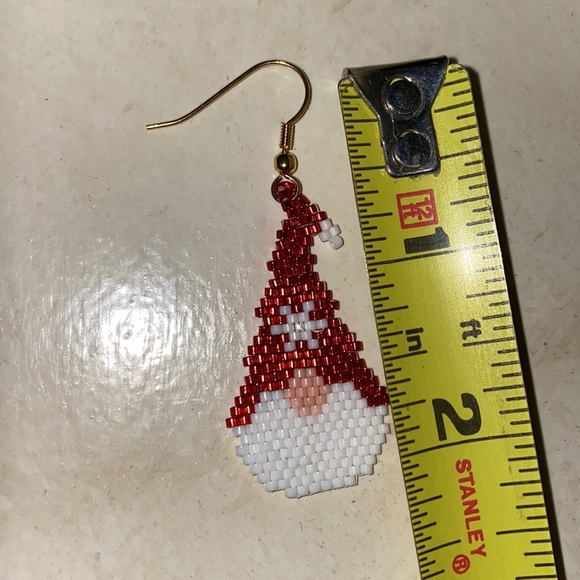 Handmade Micro Seed Beads Gnome Earrings - Picture 3 of 4